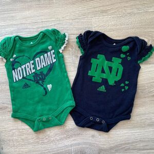 Adidas Baby Girl 0/3 months NOTRE DAME Green and Navy Bodysuit Set Gift Irish